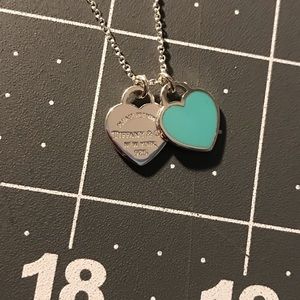 Tiffany & Co Blue Double Heart Necklace 18”